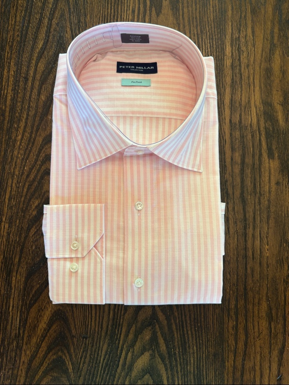 Peter Millar Light Pink Striped Spread Collar Dress Shirt